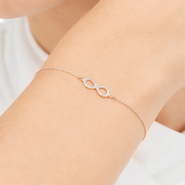 Leaf Jewelry Armkette Infinity mit Diamanten, 18 K Roségold Vierteljährliche Förderung