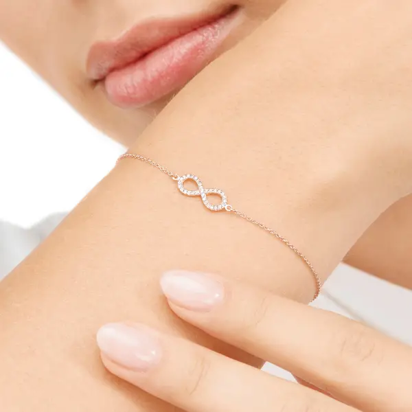 Leaf Jewelry Armkette Infinity mit Diamanten, 18 K Roségold Vierteljährliche Förderung