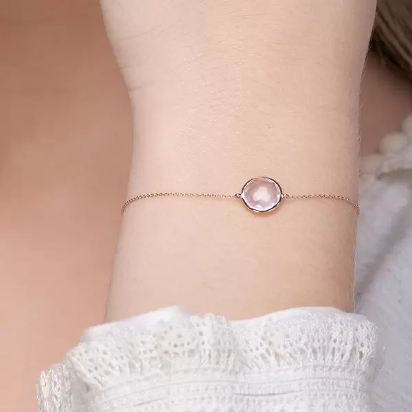 Leaf Jewelry Armkette Rosenquarz, 14 K Roségold 50% Rabatt mit kostenlosem Versand