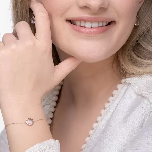 Leaf Jewelry Armkette Rosenquarz, 14 K Roségold 50% Rabatt mit kostenlosem Versand