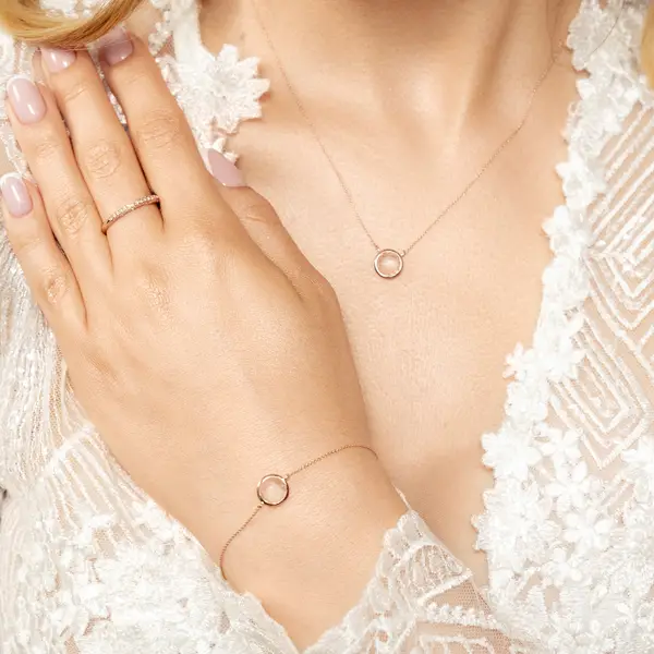 Leaf Jewelry Armkette Rosenquarz, 14 K Roségold 50% Rabatt mit kostenlosem Versand