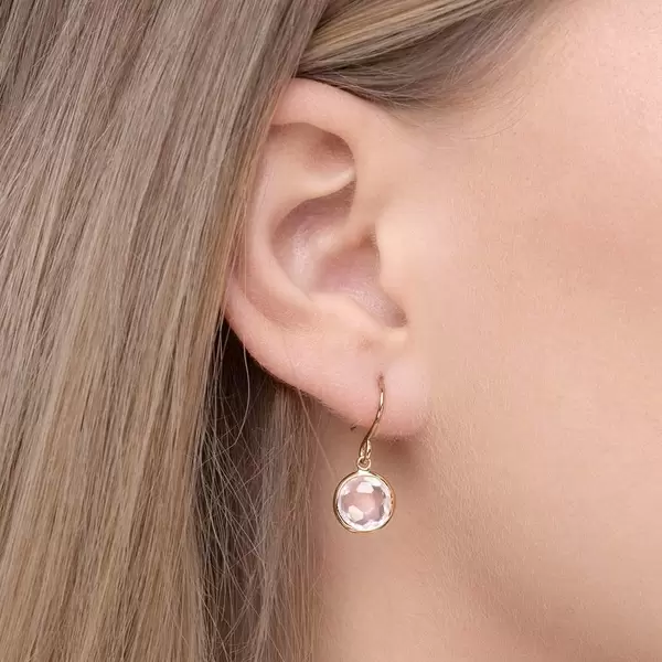 Leaf Jewelry Ohrringe Rosenquarz, 14 K Gelbgold zollfrei