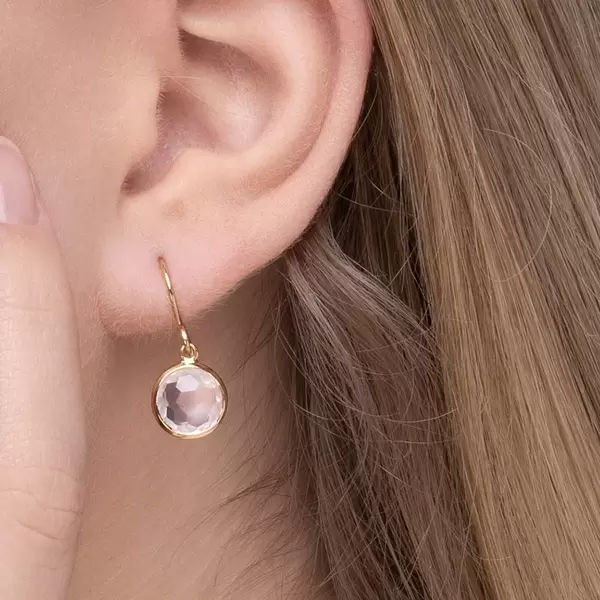 Leaf Jewelry Ohrringe Rosenquarz, 14 K Gelbgold zollfrei