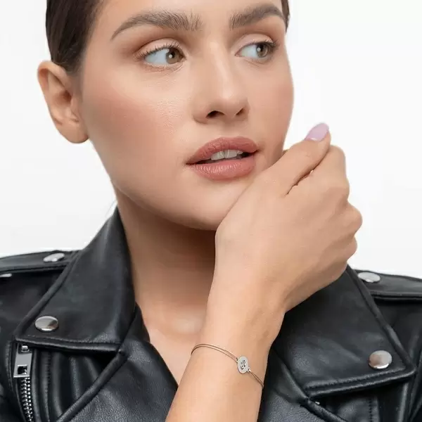 Leaf Jewelry Glücksbändchen Hand der Fatima, 14 K Weißgold, Beige 50% Rabatt für begrenzte Zeit
