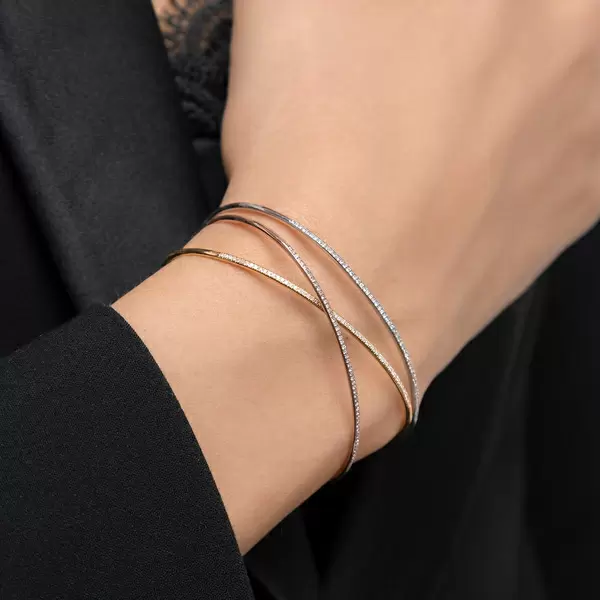 Leaf Jewelry Armreif Circle mit Diamanten, 18 K Weißgold Rabatte dieses Monats