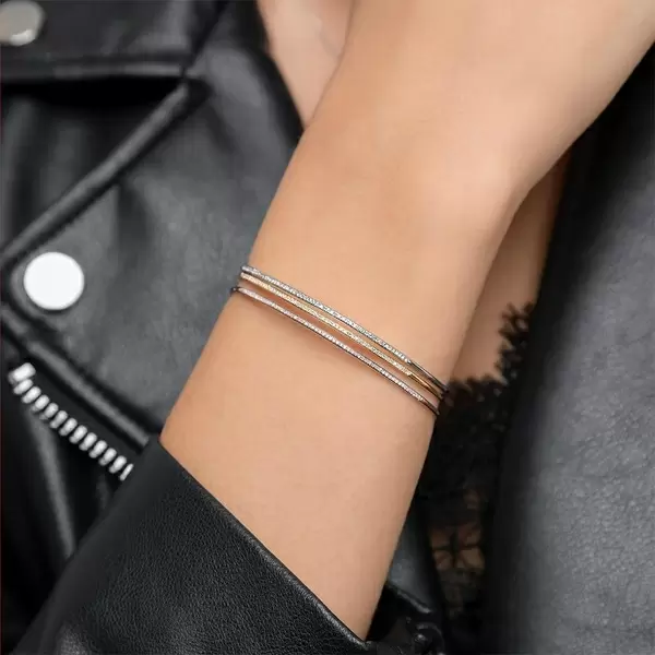 Leaf Jewelry Armreif Circle mit Diamanten, 18 K Weißgold Rabatte dieses Monats