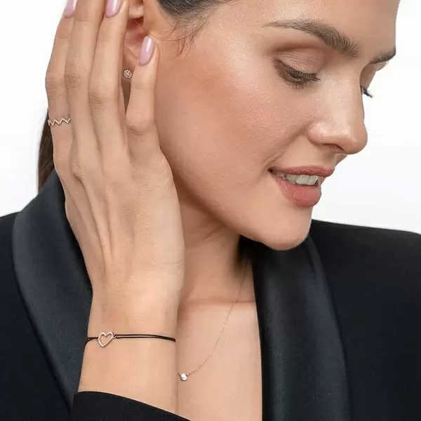 Leaf Jewelry Glückarmband Herz mit Diamanten, 18 K Rosegold, Beige Verkauf