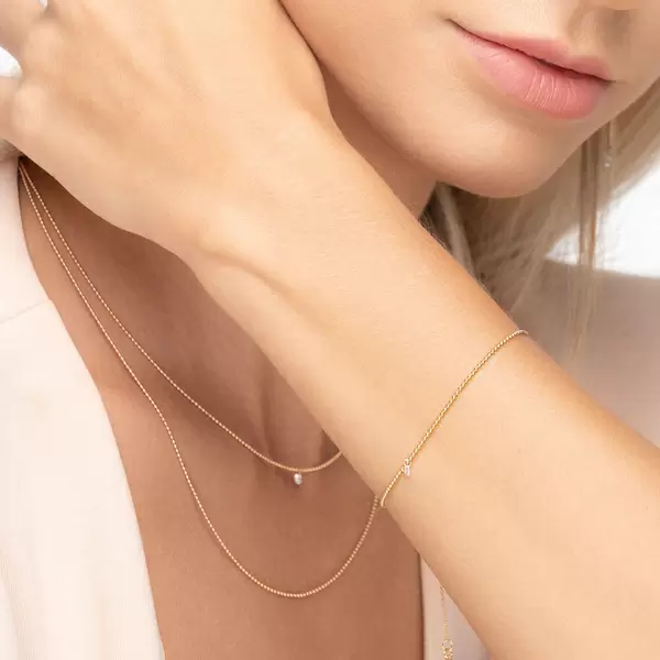 Leaf Jewelry Armkette Pure Ball Chain, Diamant, 14 K Gelbgold Hotsell