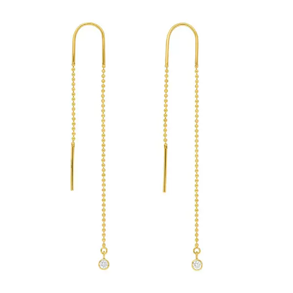 Leaf Jewelry Ohrringe "my first diamond", ball chain, 14 K Gelbgold Fabrikverkauf