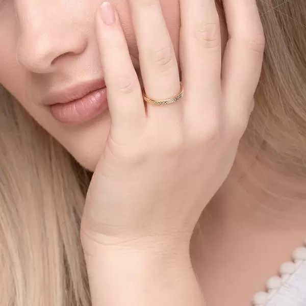 Leaf Jewelry Ring Plaid, matt, 18 K Gelbgold vergoldet, Gr.50 Fabrik Onlineshop