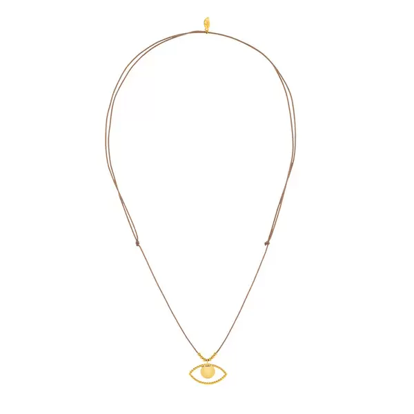 Leaf Jewelry Glückshalskettchen Evil Eye, 18 K Gelbgold vergoldet, Beige Preisnachlass