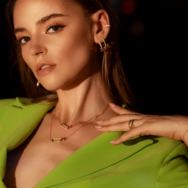 Leaf Jewelry Silber Halskette, Gelbgold, Neon Twist Neueste Mode