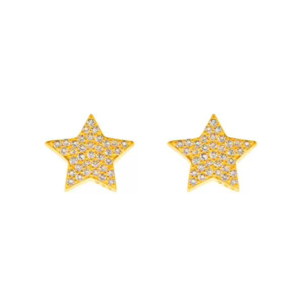 Leaf Jewelry Ohrstecker Stern mit Zirkonia, 18 K Gelbgold vergoldet Online Outlet