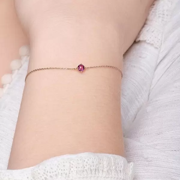 Leaf Jewelry Armkette Cabochon, Rhodolite, 14 K Rosegold Saisonale Angebote