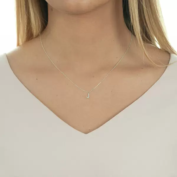 Leaf Jewelry Halskette Letter "J", 14 K Weißgold mit Diamanten VIP-Rabatte