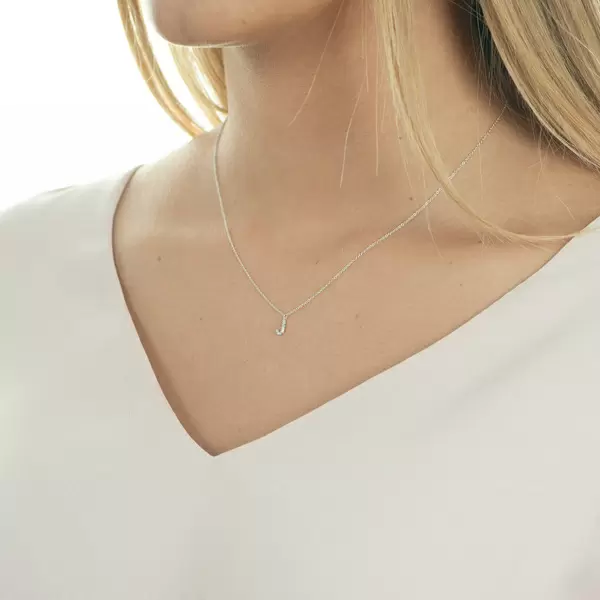 Leaf Jewelry Halskette Letter "J", 14 K Weißgold mit Diamanten VIP-Rabatte