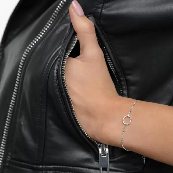 Leaf Jewelry Armkette Circle mit Diamanten, 18 K Weißgold Begrenzte Freigabe