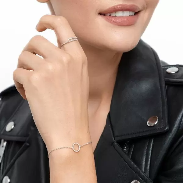 Leaf Jewelry Armkette Circle mit Diamanten, 18 K Weißgold Begrenzte Freigabe