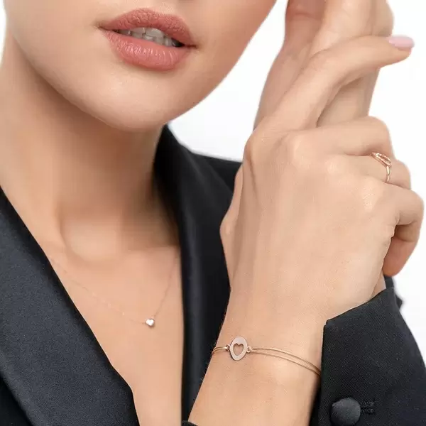 Leaf Jewelry Glücksbändchen Heart, 14 K Rosegold, Beige JETZT KAUFEN