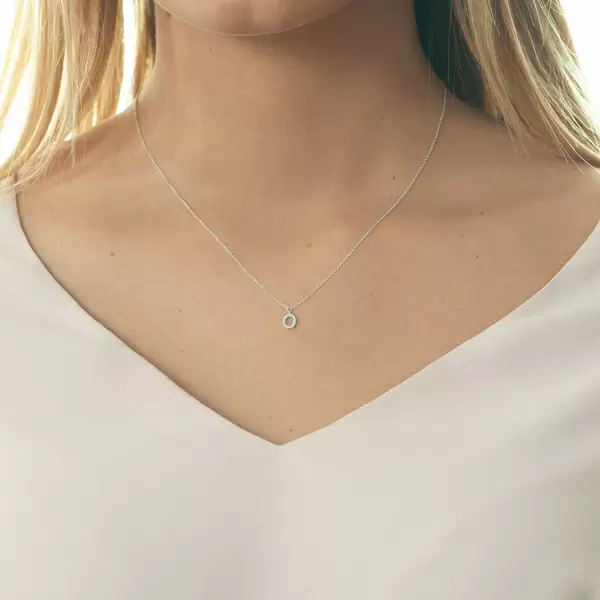 Leaf Jewelry Halskette Letter "O", 14 K Weißgold mit Diamanten Neueste Stile