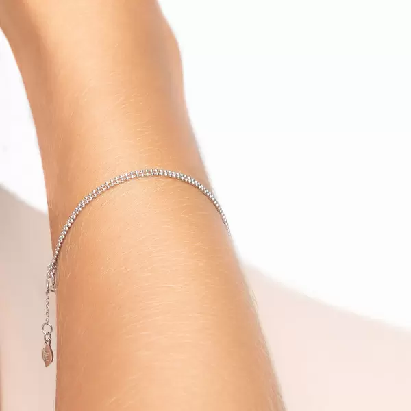 Leaf Jewelry Armkette Ball Chain Double, 14 K Weißgold Letzte 2 Tage
