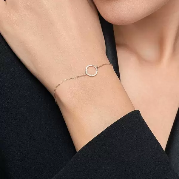 Leaf Jewelry Armkette Circle mit Diamanten, 18 K Roségold Bis zu 50% Rabatt