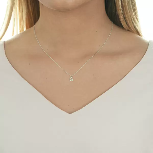 Leaf Jewelry Halskette Letter "G", 14 K Weißgold mit Diamanten Bis zu 60% Rabatt