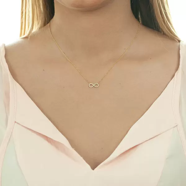Leaf Jewelry Halskette Infinity mit Diamanten, 18 K Gelbgold Bis zu 65% Rabatt