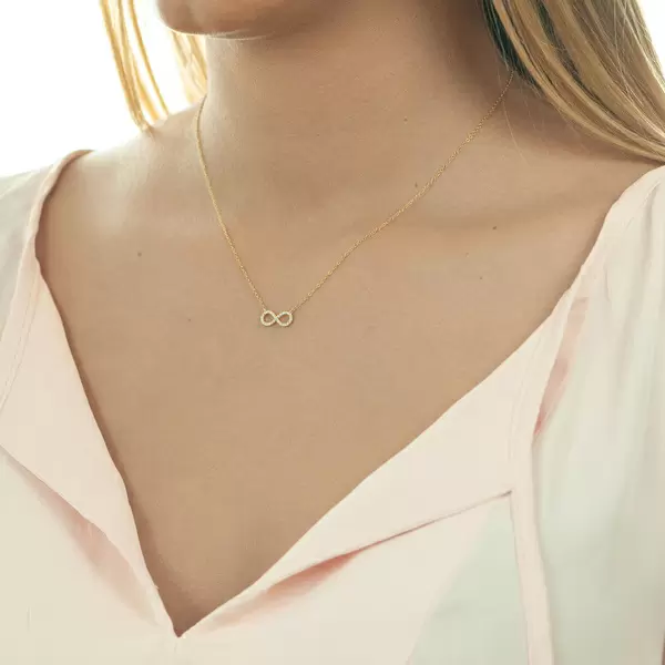 Leaf Jewelry Halskette Infinity mit Diamanten, 18 K Gelbgold Bis zu 65% Rabatt