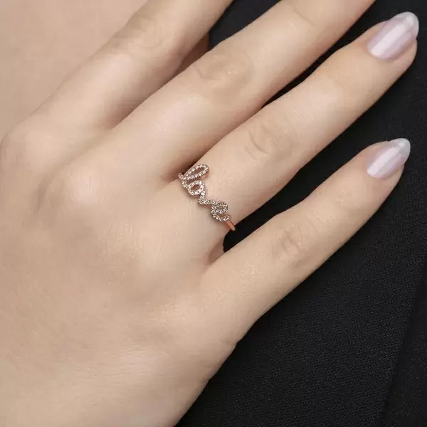 Leaf Jewelry Ring Love 18K Roségold mit Diamanten Nur noch ein Tag übrig