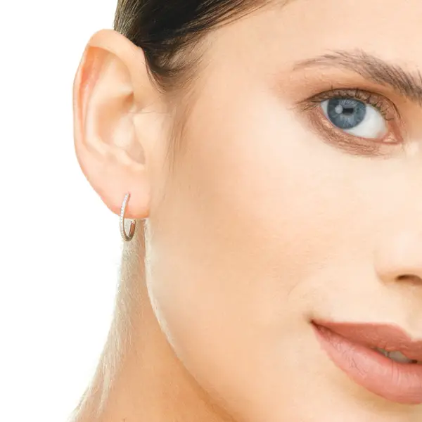 Leaf Jewelry Creole Oval S mit Diamanten, 18 Weißgold Super Rabatt