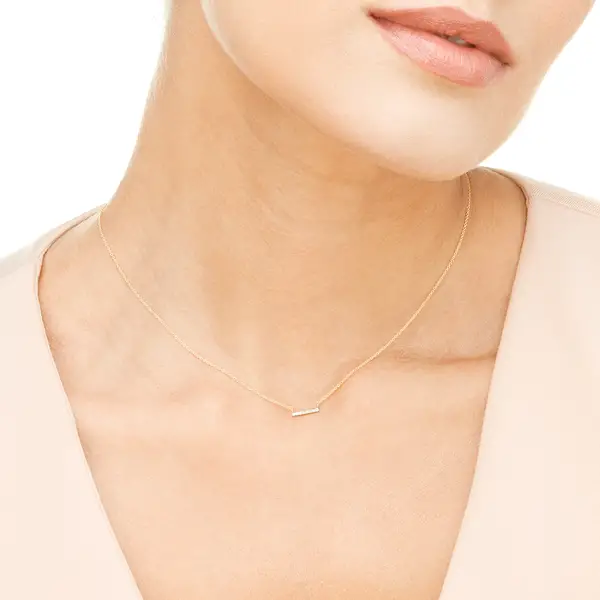 Leaf Jewelry Halskette Horizontal Bar, Diamant, 14 K Gelbgold Riesige Rabatte
