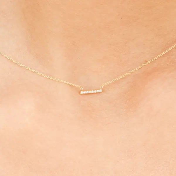 Leaf Jewelry Halskette Horizontal Bar, Diamant, 14 K Gelbgold Riesige Rabatte