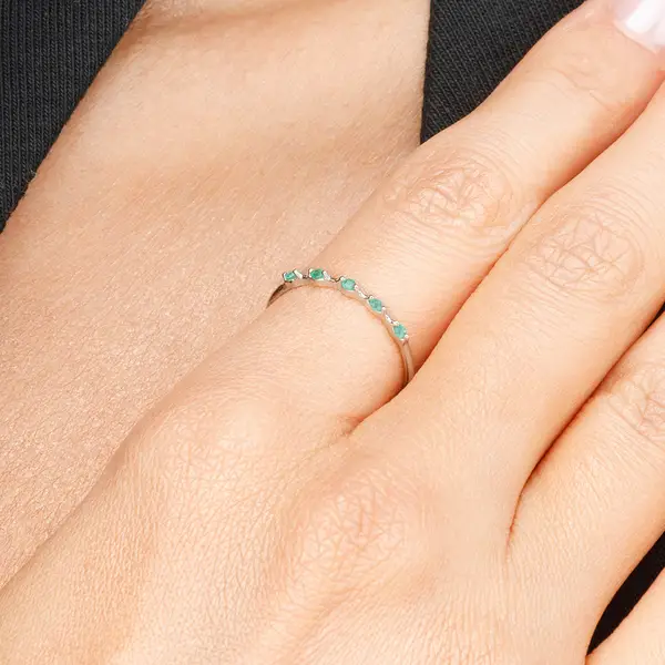 Leaf Jewelry Ring mit 5 Smaragden, 14K Weißgold Begrenzt auf 3 Tage