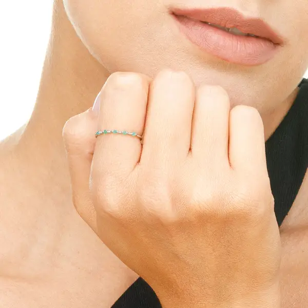 Leaf Jewelry Ring mit 5 Smaragden, 14K Weißgold Begrenzt auf 3 Tage