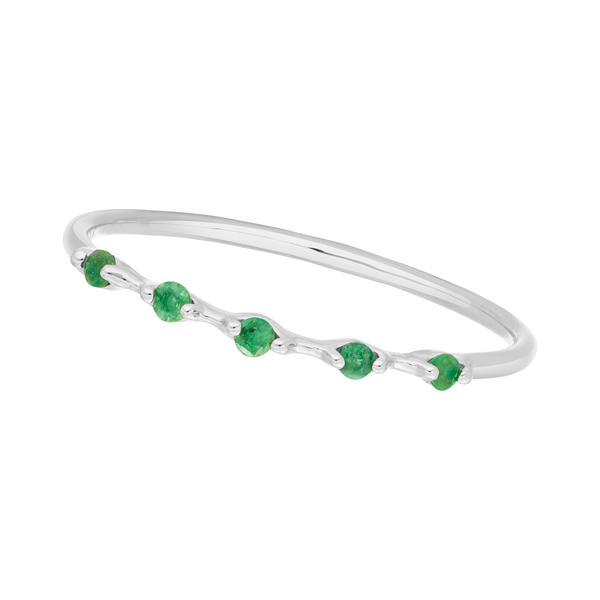 Leaf Jewelry Ring mit 5 Smaragden, 14K Weißgold Begrenzt auf 3 Tage
