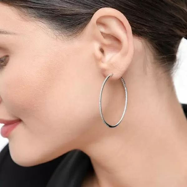 Leaf Jewelry Creole Circle XL mit Diamanten, 50mm, 18 K Rosegold Im Verkauf