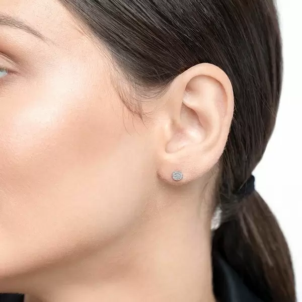 Leaf Jewelry Ohrringe Pavé mit Diamanten, 18 K Weßgold Outlet
