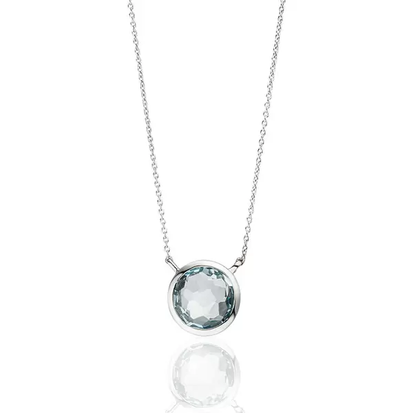 Leaf Jewelry Halskette Blauer Topas, 14 K Weißgold Verkauf