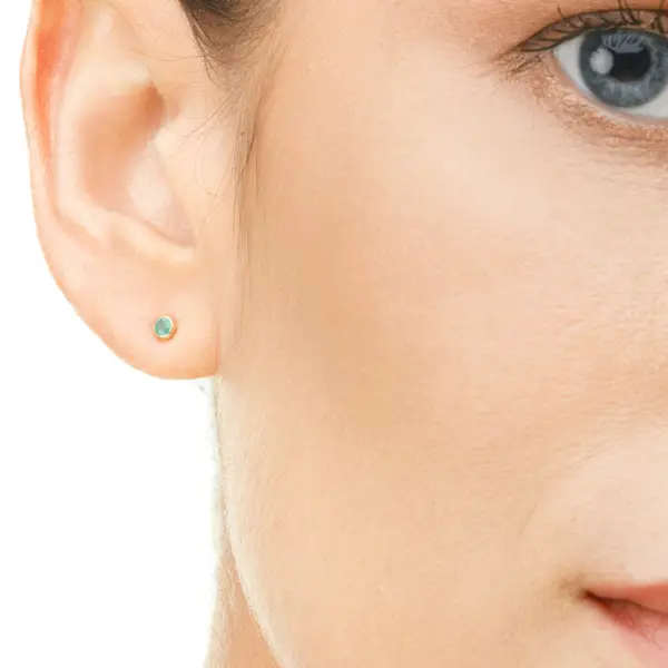 Leaf Jewelry Ohrstecker Smaragd, 14K Weißgold Hotsell