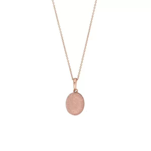 Leaf Jewelry Halskette Cabochon II, 14 K Rosegold, Rosenquarz im Angebot