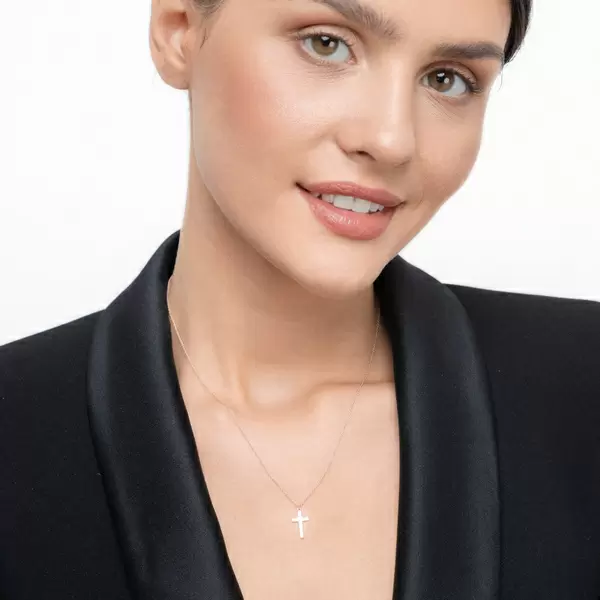 Leaf Jewelry Halskette Kreuz, 14 K Rosegold Günstiger Verkauf