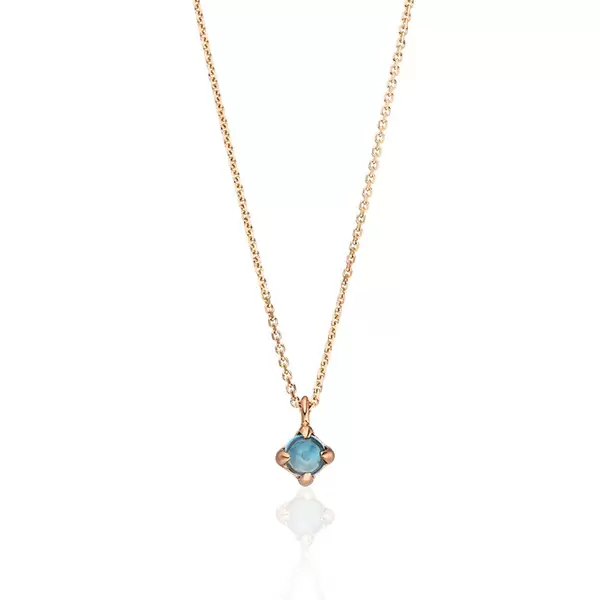 Leaf Jewelry Halskette Cabochon, Blauer Topas, 14 K Roségold Kostenloser Versand