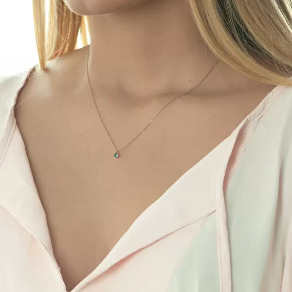 Leaf Jewelry Halskette Cabochon, Blauer Topas, 14 K Roségold Kostenloser Versand