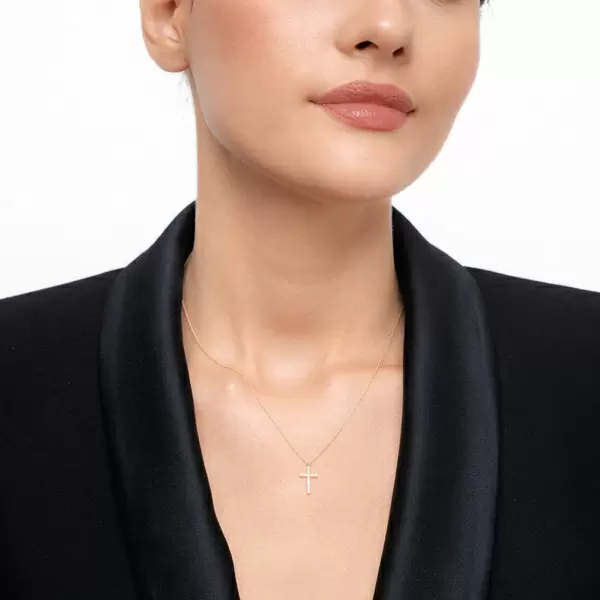 Leaf Jewelry Halskette Kreuz mit Diamanten, 18 K Gelbgold Fabrik Onlineshop