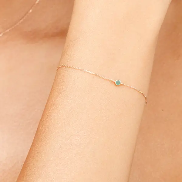 Leaf Jewelry Armkette Smaragd, 14K Rosegold Versandkostenfrei