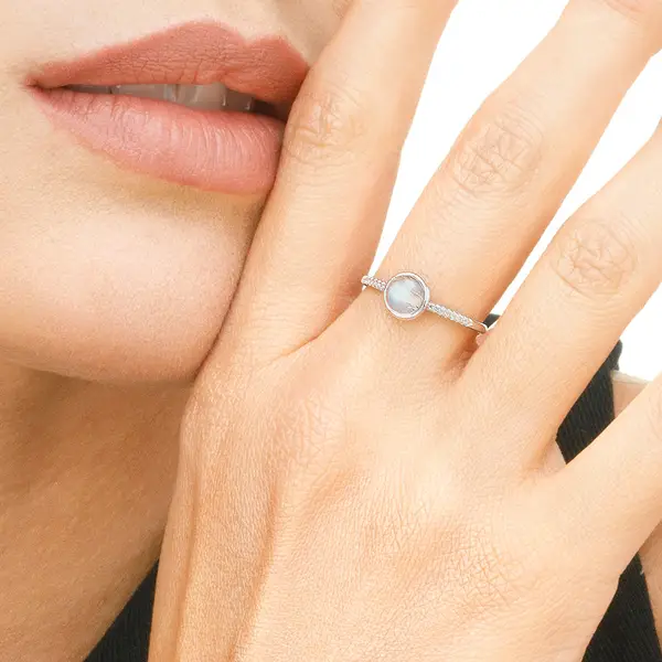 Leaf Jewelry Ring Labradorit mit Diamanten, 14K Weißgold Online Shopping