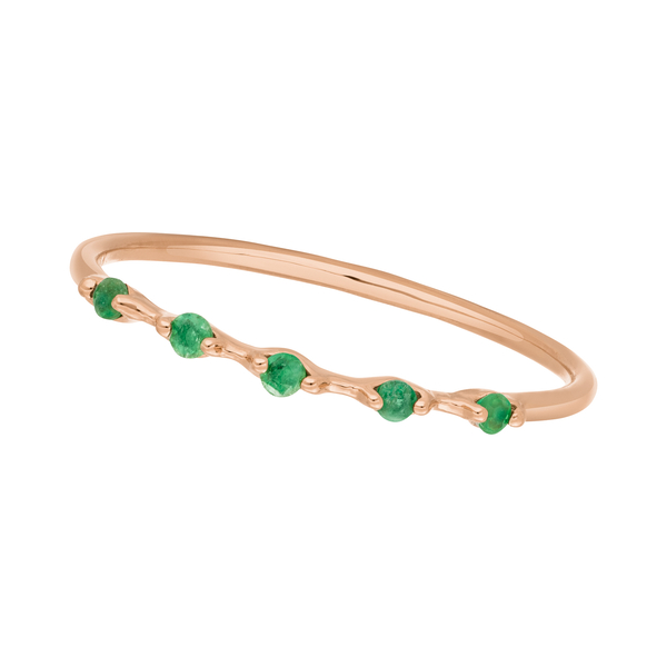 Leaf Jewelry Ring mit 5 Smaragden, 14K Rosegold Black Friday