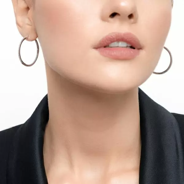 Leaf Jewelry Creole Circle M mit Diamanten, 30mm, 18 K Weißgold Cyber Monday