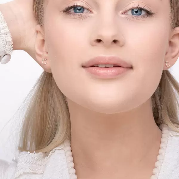 Leaf Jewelry Ohrringe Circle mit Diamanten, 18 K Rosegold Heißer Verkauf